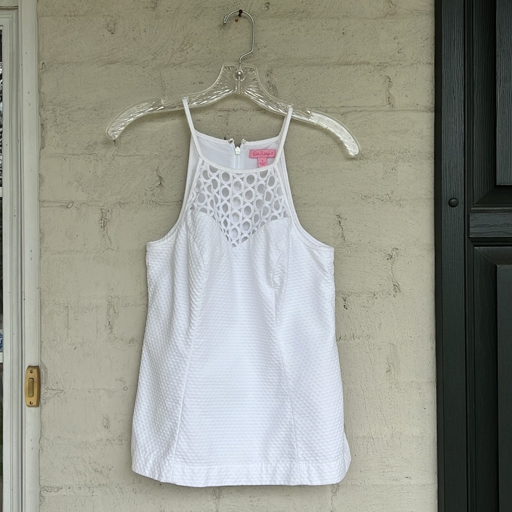 Lilly Pulitzer Larina White Pique Cotton Top Size 4 - Picture 3 of 15